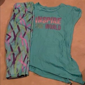 Athletic Capri and Shirt Set Like New Size 7/8